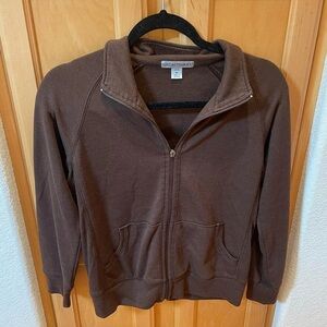 Women’s Brown Port Authority Zip Up Hoodie Sweater Size Medium